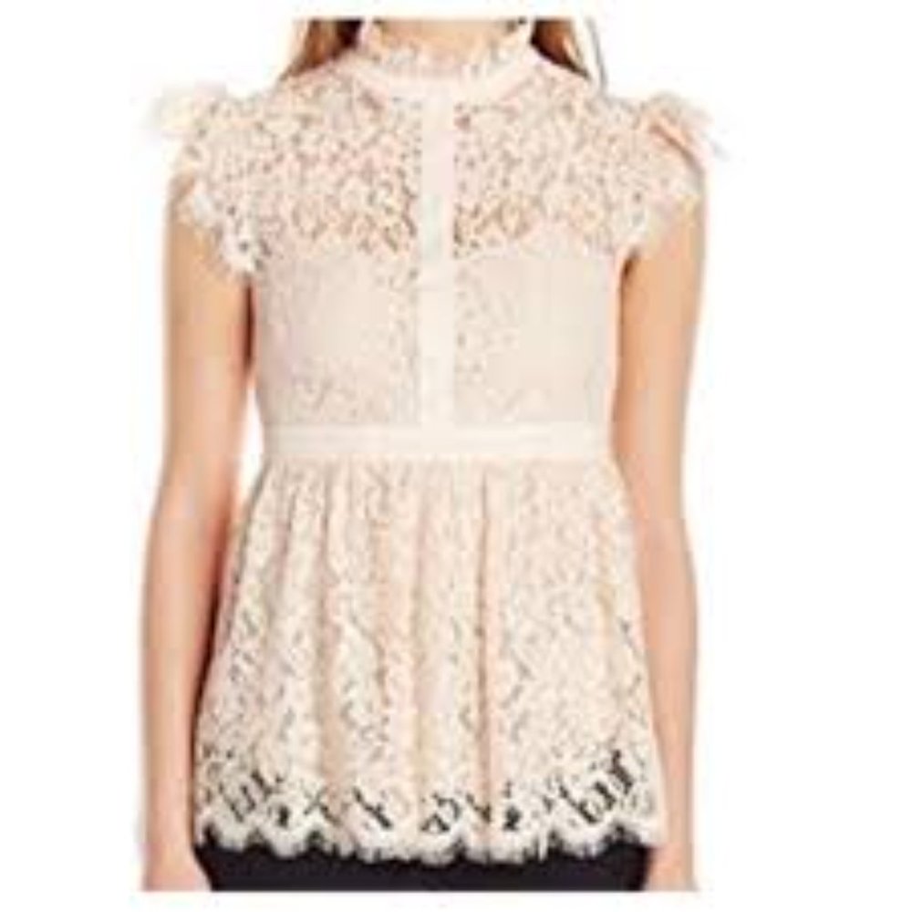 Rachel Zoe Jamie mock neck lace top white, 6